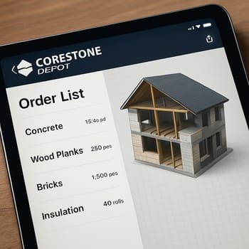 Planşet ekranında CoreStone rəqəmsal kataloqunun kateqoriya siyahısı