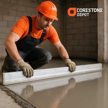 Döşəmədə şap qarışığının yayılma prosesi