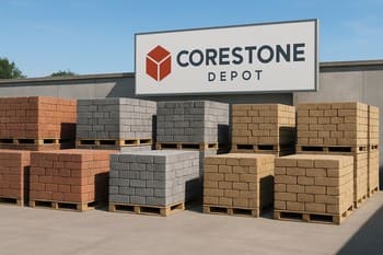 Kərpic paletləri ilə işarələnmiş anbar zolağı