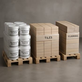 Fasad panelləri və dekorativ kərpic paletləri neon işıqlar altında