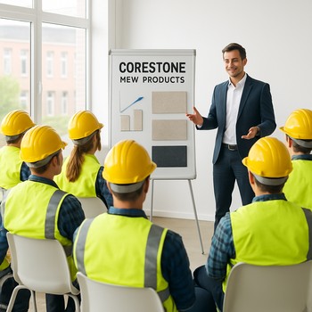 Təlim otağında ustalar üçün keçirən brifinq və material nümunələri