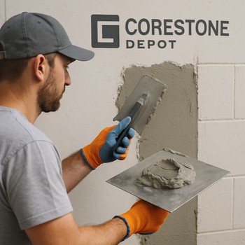 Divar maketində suvaq və boya qatlarını sınaqdan keçirən ustalar