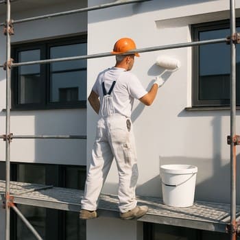 Təmiz fasad, izolyasiya panelləri və dekorativ kərpic elementləri ilə bitmiş bina